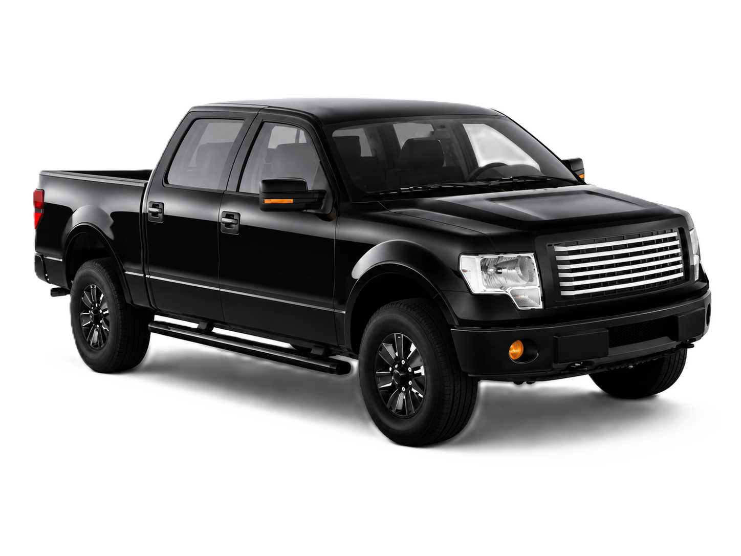 Black Salvage County starter pickup truck, crew cab